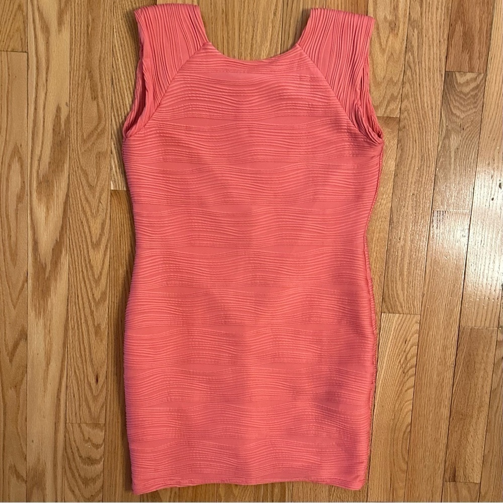 AX PARIS Curve Coral Textured Sheath Bodycon Dress Cap Sleeves Sz US 14